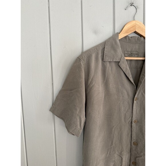 Tommy Bahama Camp Shirt S Small Olive Green 100% Silk Textured Short Sleeves - Picture 3 of 6